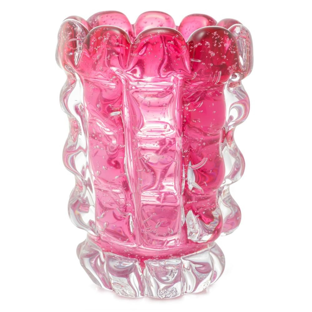 Vaso Italy de Vidro Rosa 10cm x 13cm